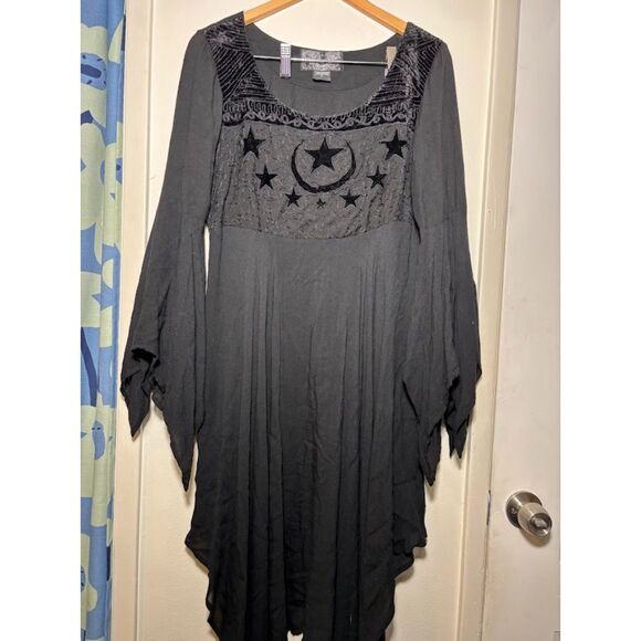 Eternal Love Tunic Mini Dress Large Black Goth Whimsygoth Vamp Witchy Celestial - Picture 2 of 5